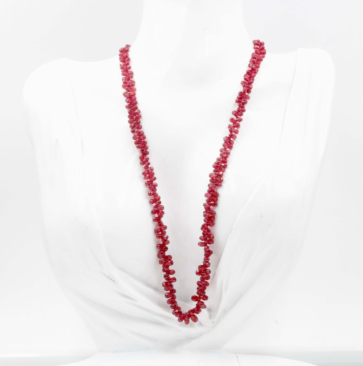 Beaded Faceted Ruby Necklace with Gold Beads