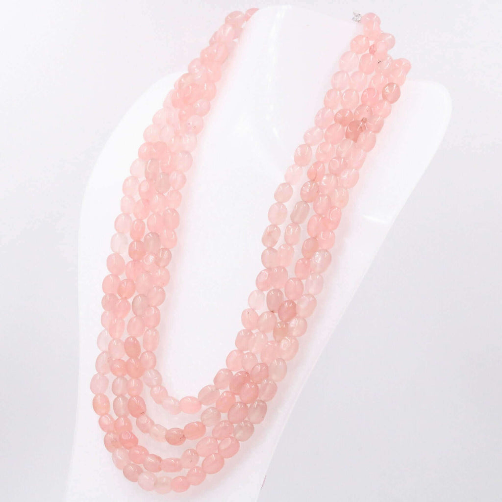 Natural Pink Quartz Necklace with Indian Style