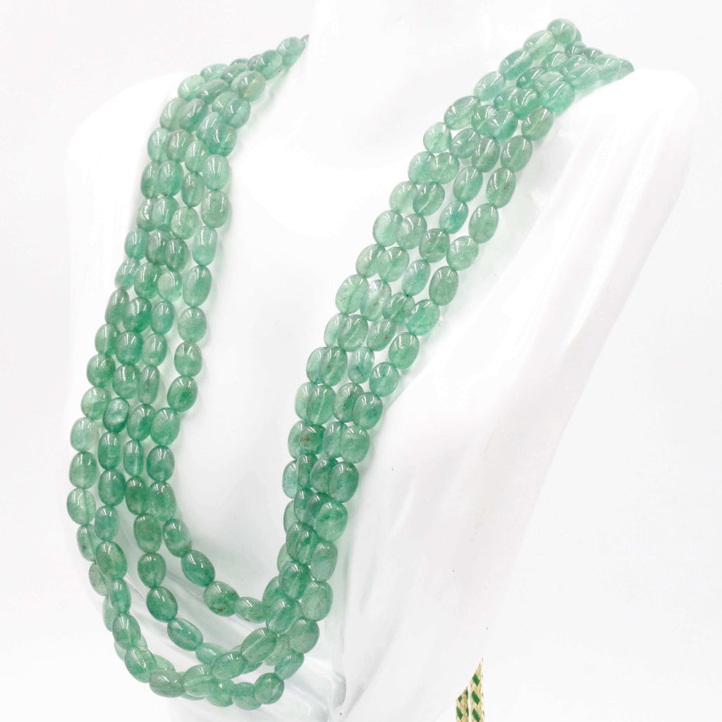 Natural Russian Emerald Quartz Beads Layered Necklace