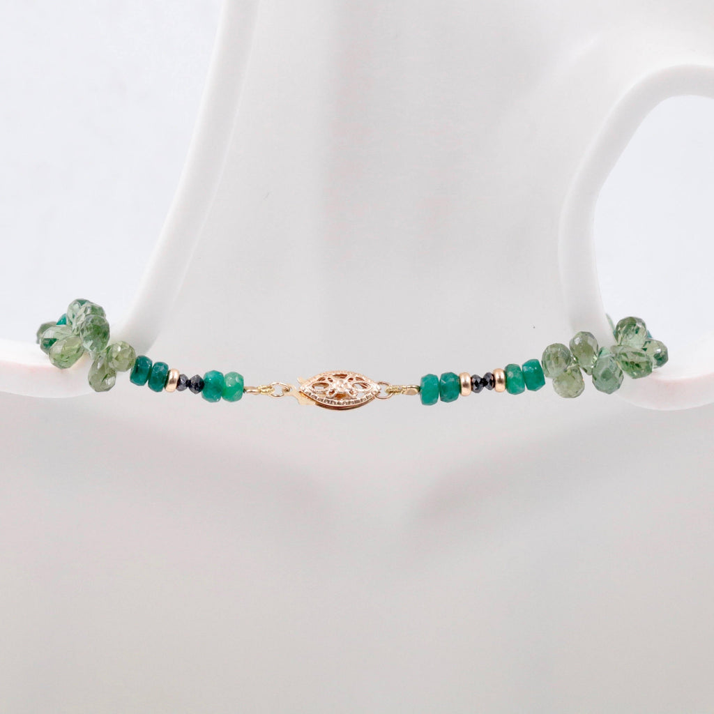 14KY Green Apatite Gemstone Necklace 