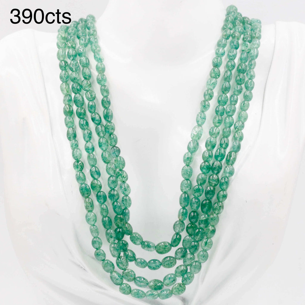 Natural Green Quartz Beaded Necklace with Sarafa Design from India