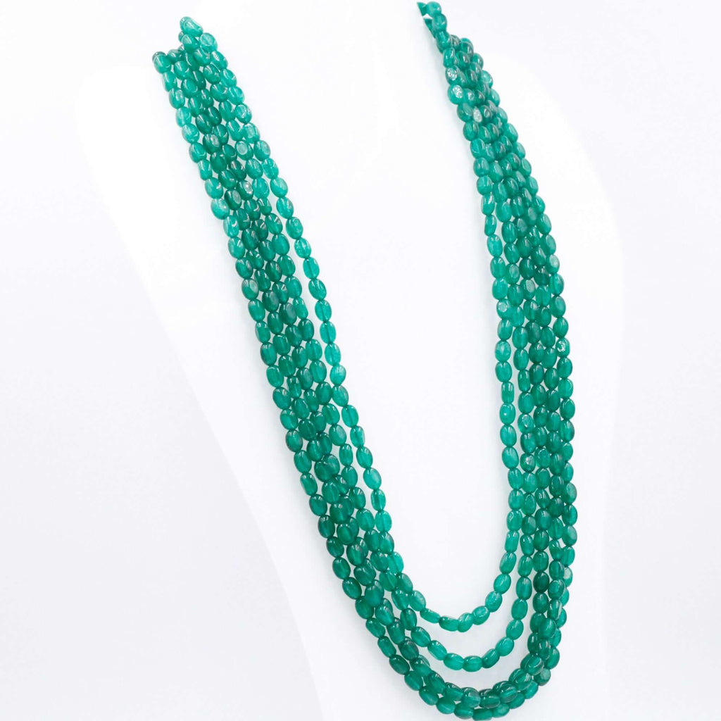 MultiStrand Green Quartz Necklace, Indian style