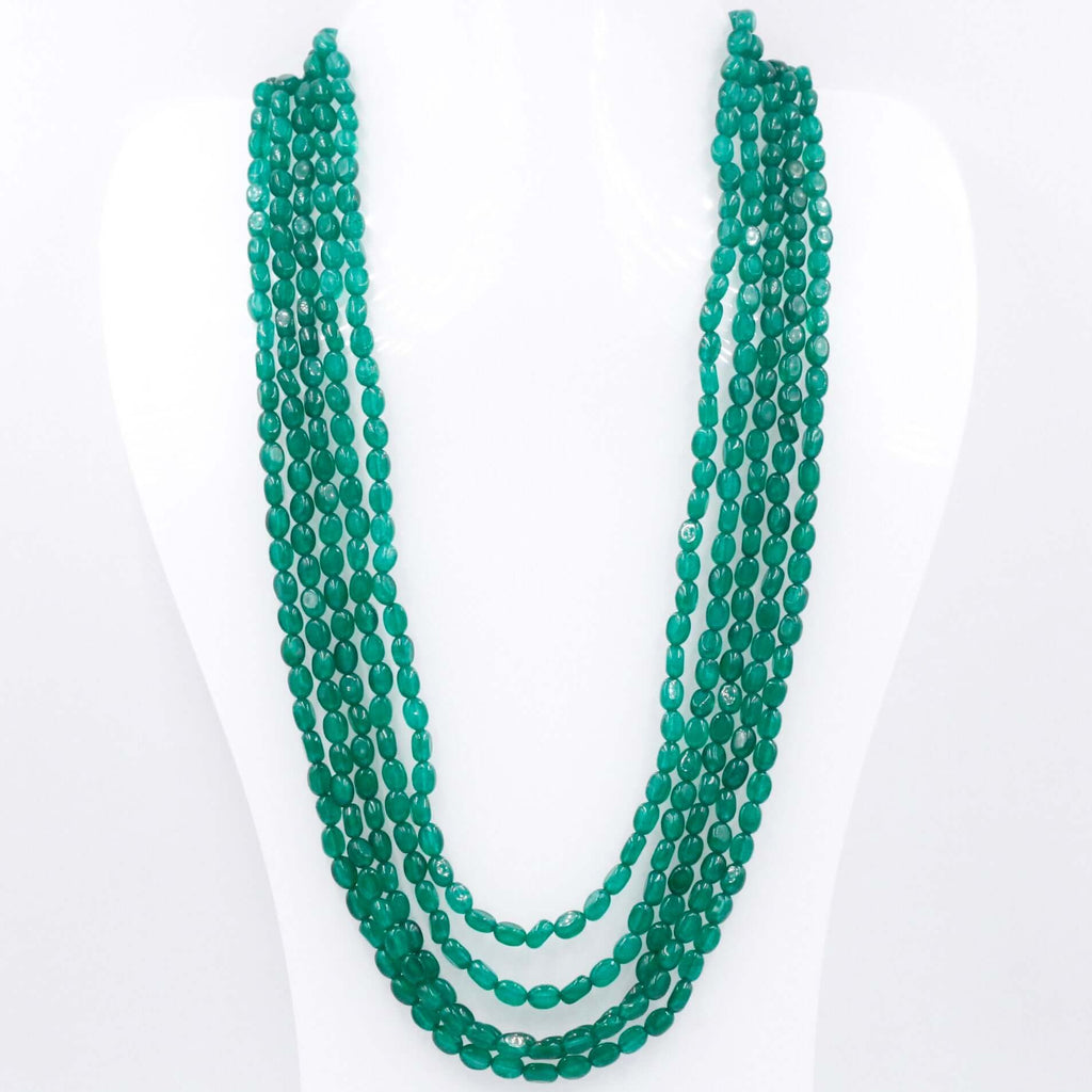 Green Quartz Layered Necklace with a multistrand beaded design