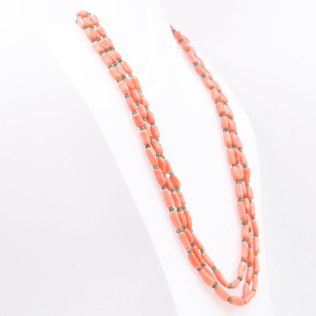 Vibrant Coral and Quartz Layered Necklace