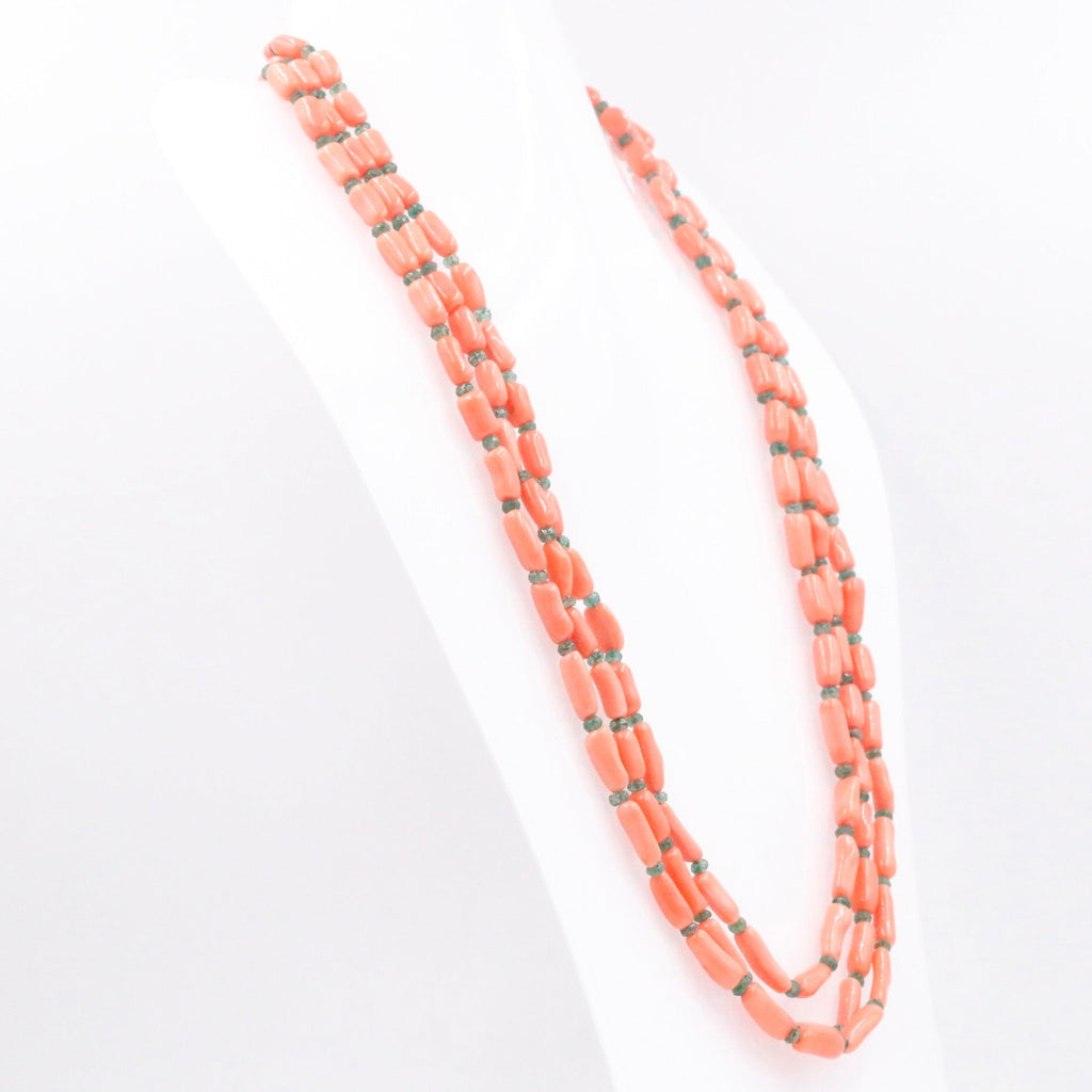 Vibrant Coral and Quartz Layered Necklace