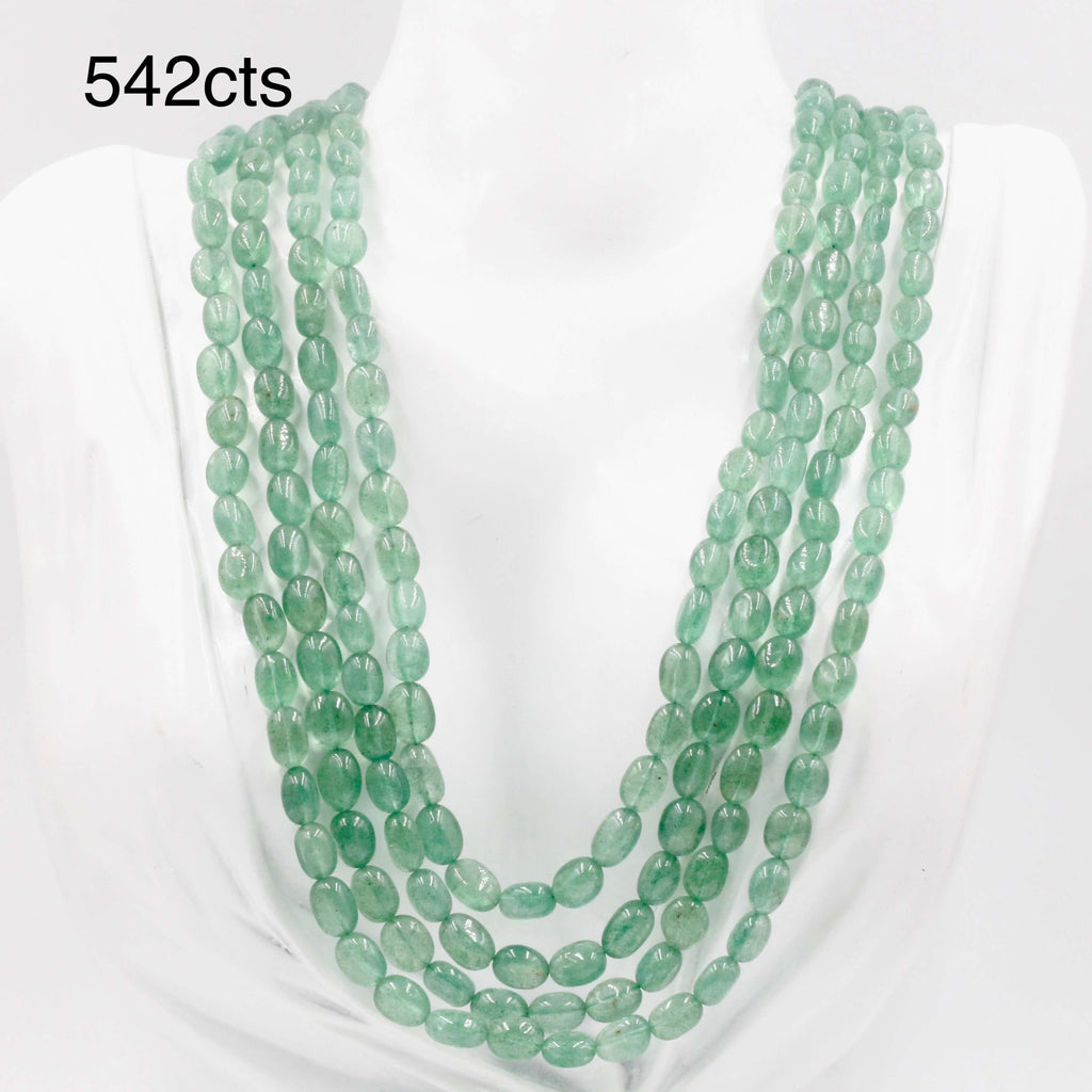 Indian Style Beaded Necklace with Natural Green Quartz