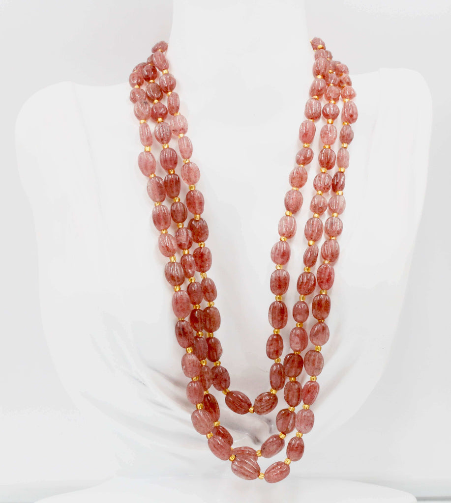 Organic Strawberry Quartz Necklace Collection