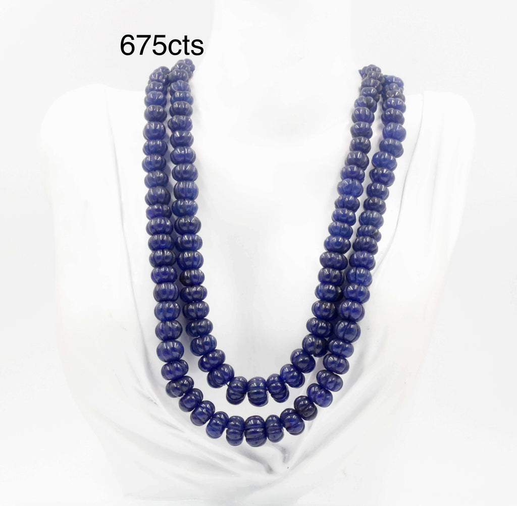 Long & Layered Indigo Quartz Beaded Necklace