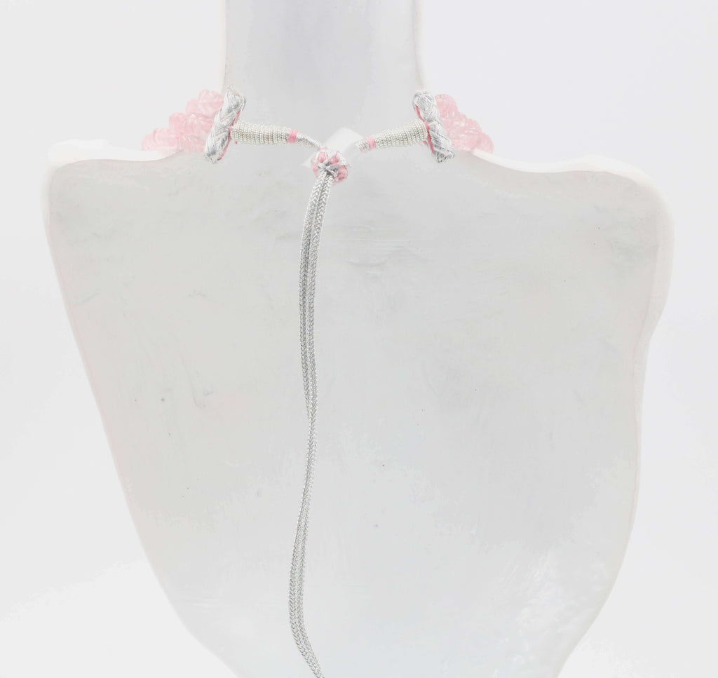 Pink Rose Quartz Layered Style: Sarafa Design Necklace