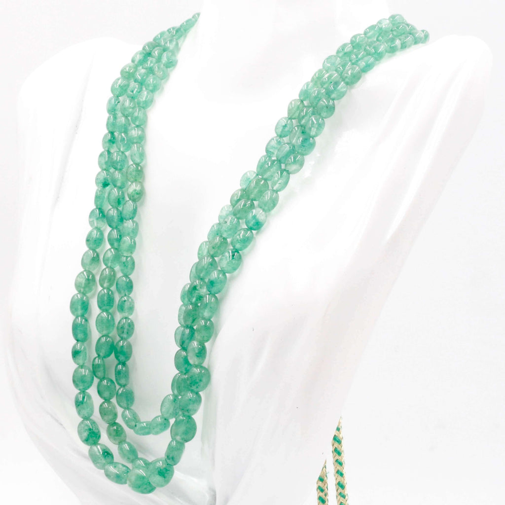 Natural Green Russian Emerald Quartz Long & Layered Necklace