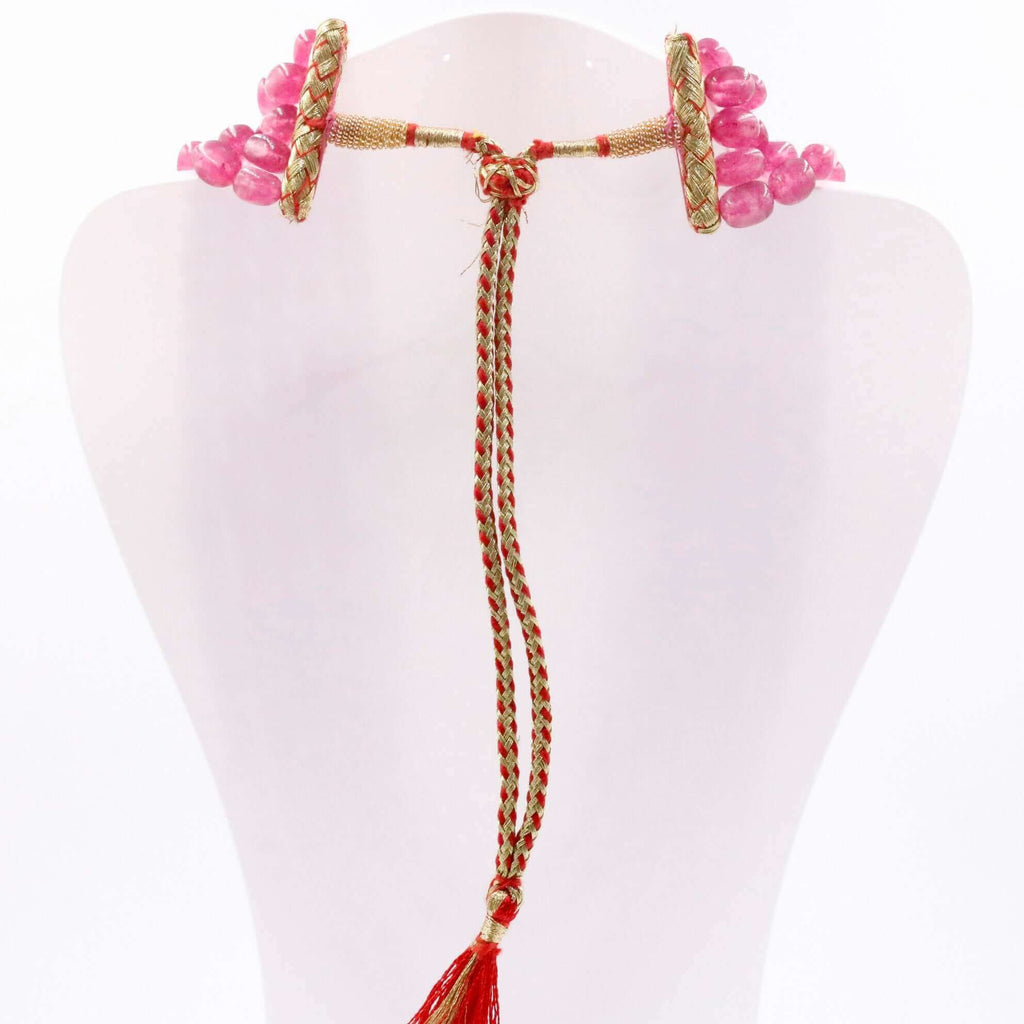 Beaded Faceted Ruby Necklace with Fuchsia Gemstones Sarafa Style