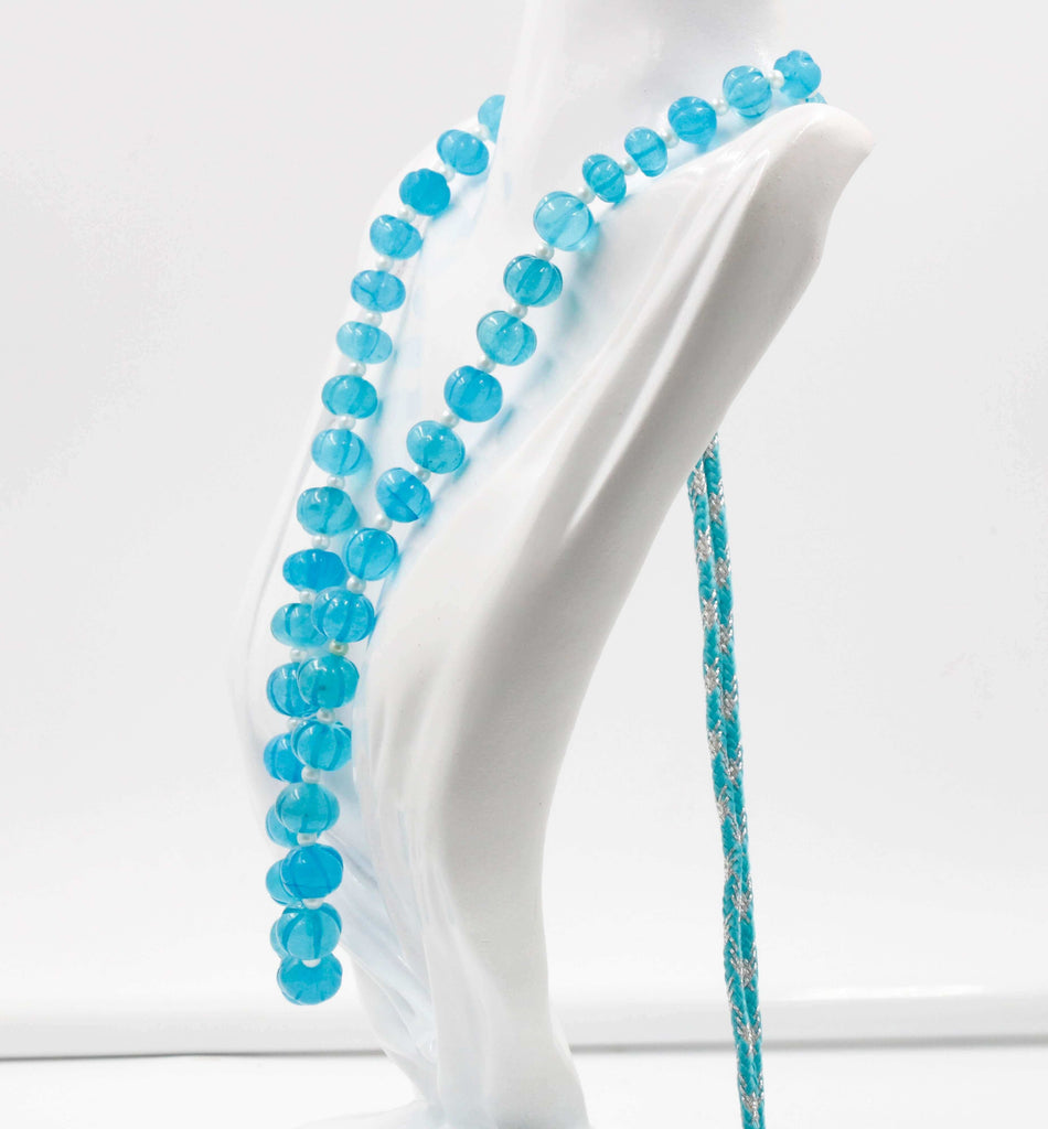 Aqua Blue Quartz Gemstones Long Necklace