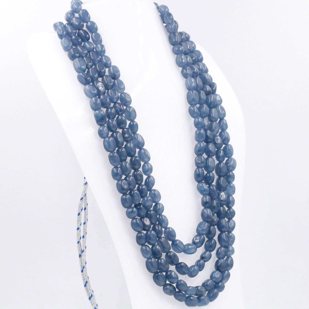 Indian Sarafa Necklace Featuring Layered Blue Quartz and Gemstone Beads