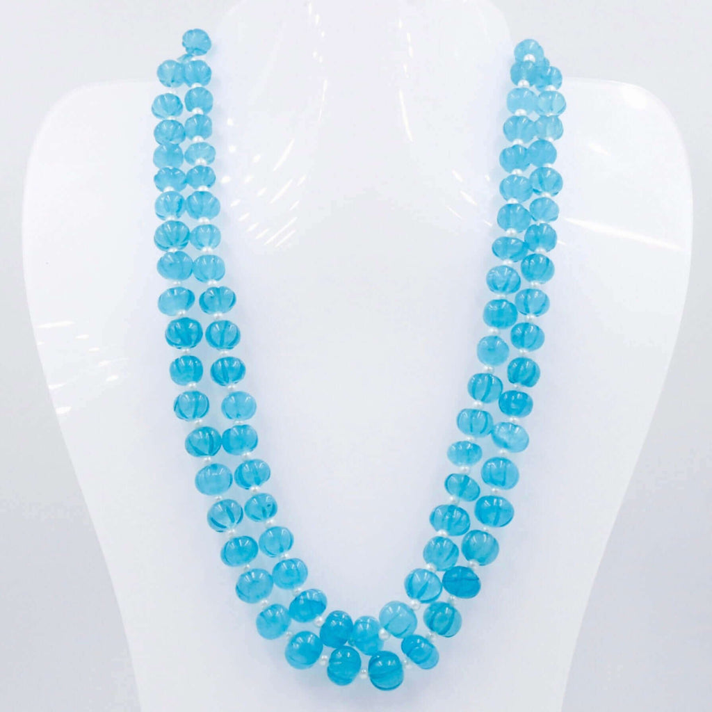 Natural Aqua Blue Quartz Long Necklace