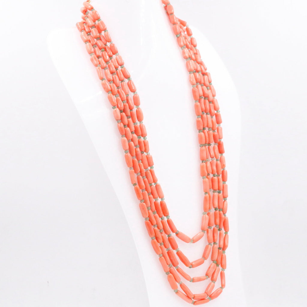 Coral and Quartz Gemstone Necklace