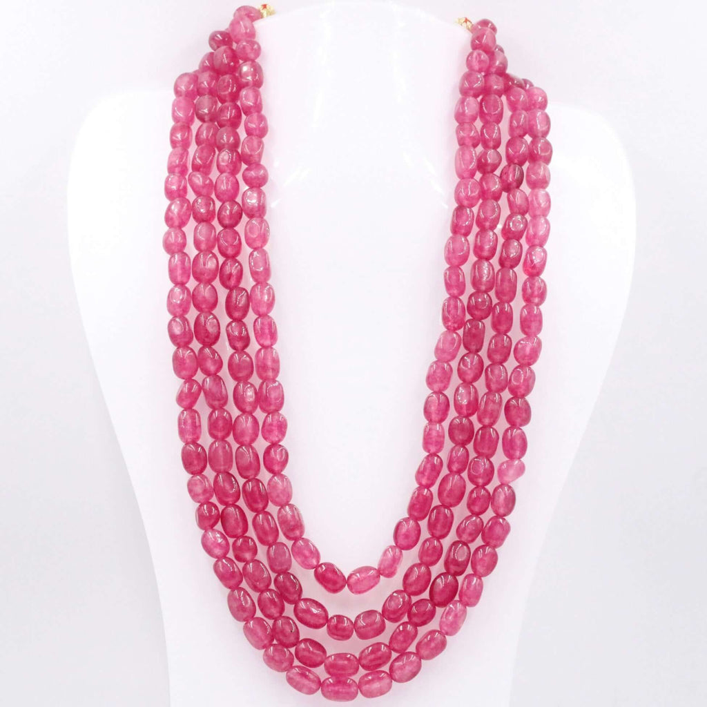 Layered Ruby Necklace with Faceted Fuchsia Beads