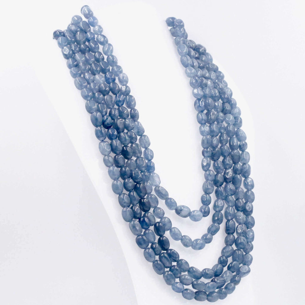 Handmade Indian Sarafa Necklace with Layered Blue Quartz and Beaded Design