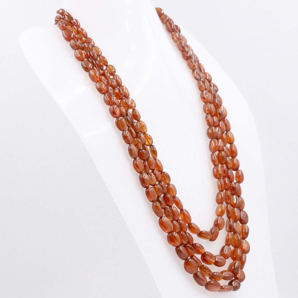 Layered Hessonite Beaded Necklace