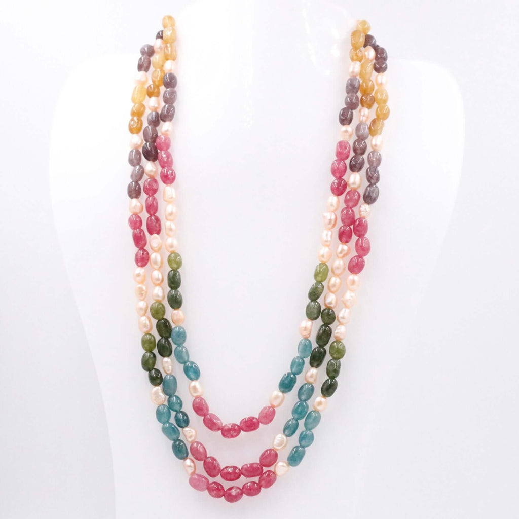 Elegant Freshwater Pearl and Multi-Color Necklace