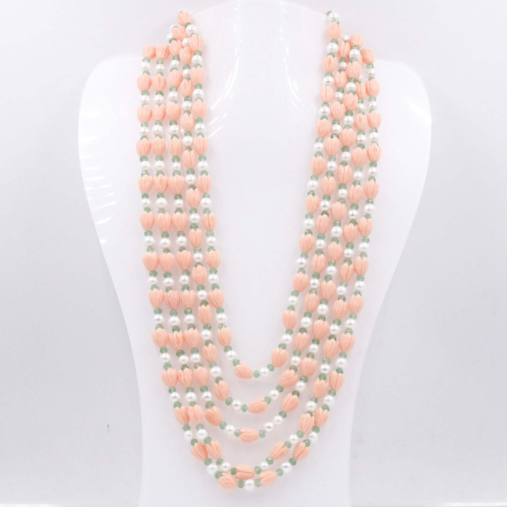 Layered Tulip Necklace with Shell Pearls