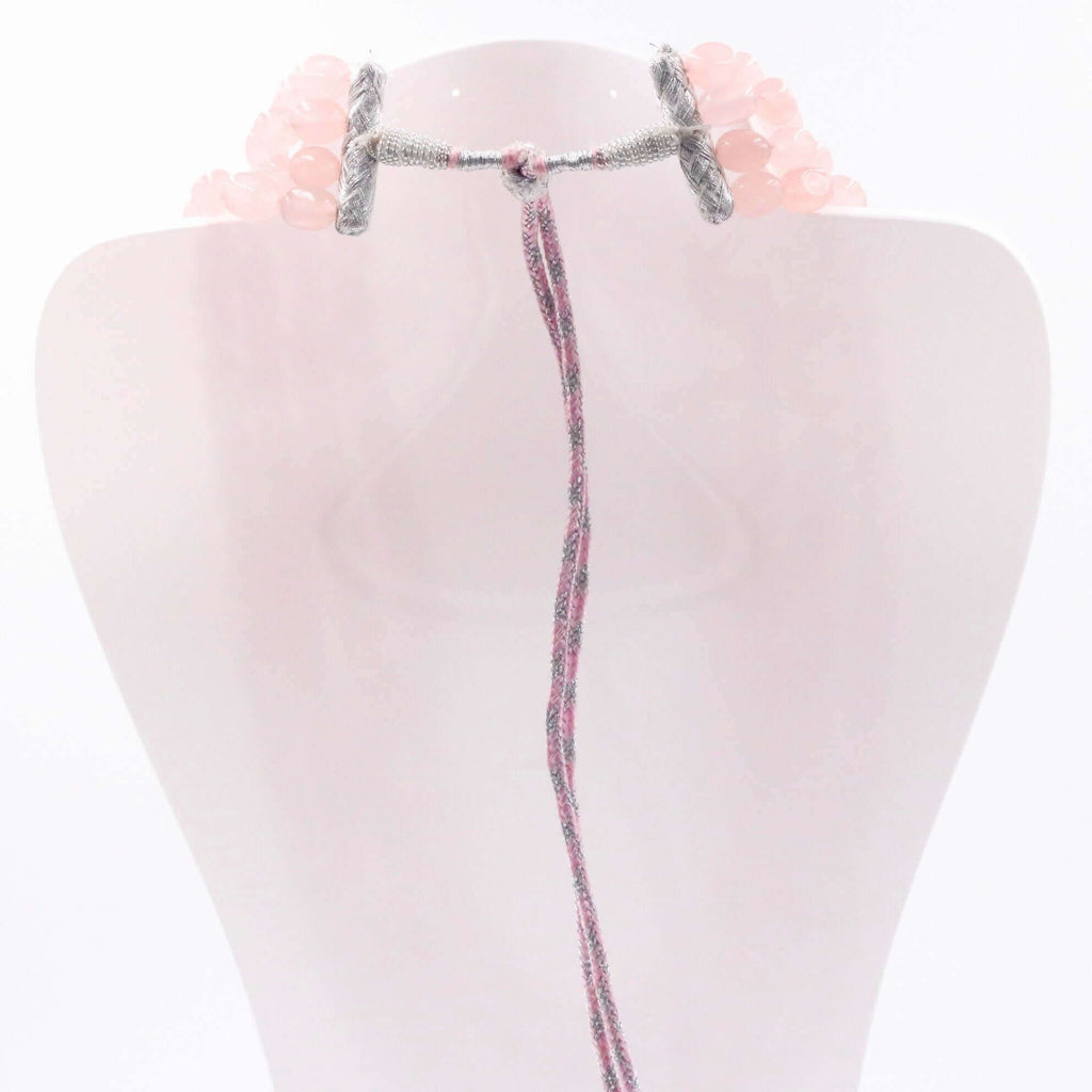 Natural Pink Quartz Necklace with Sarafa Design