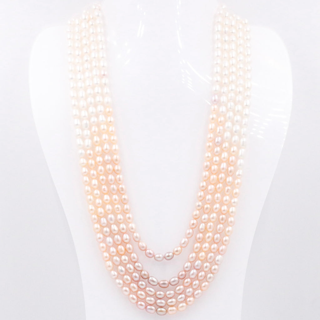 Cultured Pearl Necklace with Shaded Pearls in Long Layered Design