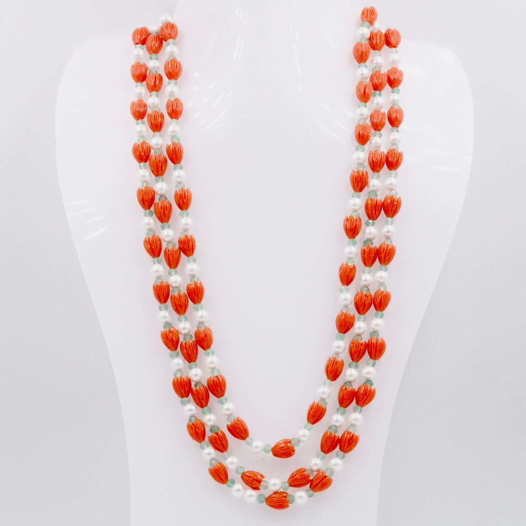 Tulip Coral Necklace with Shell Pearl