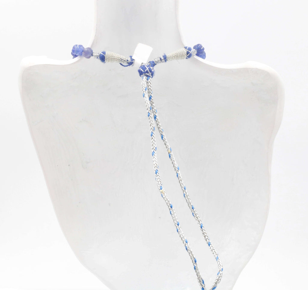 Long & Layered Necklace - Natural Blue Quartz Indian Sarafa Style