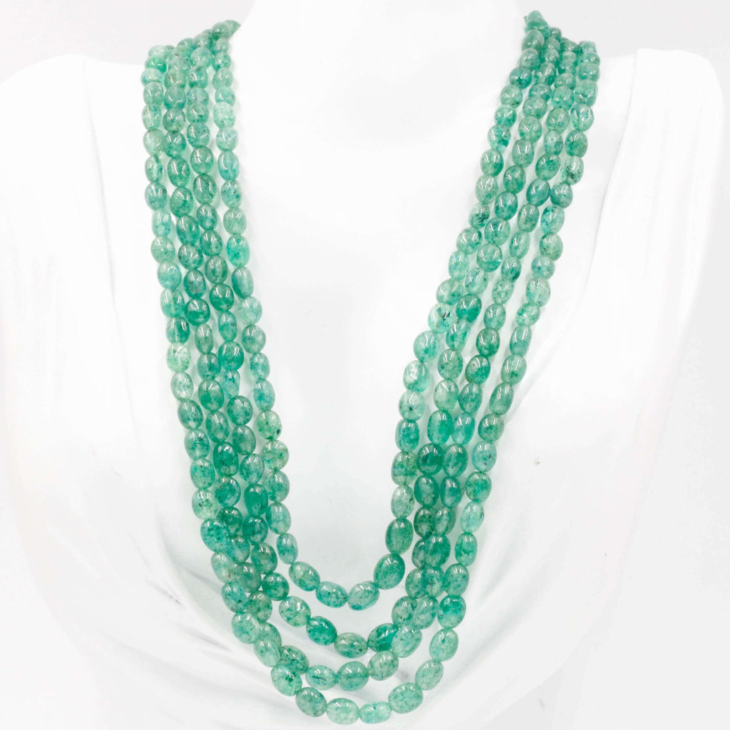 Long & Layered Emerald Quartz Necklace with Indian Style