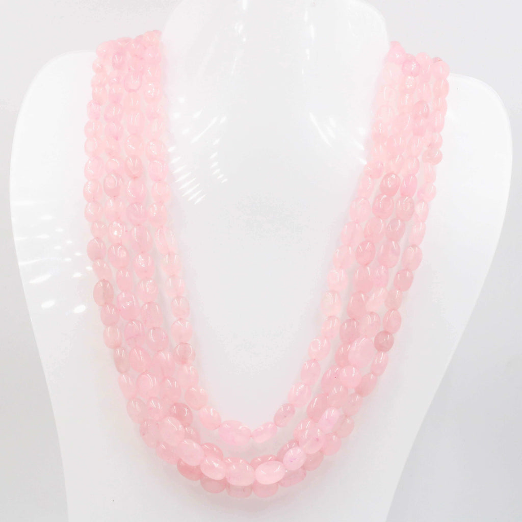 Pink Quartz Beaded Neckwear: Layered Necklace