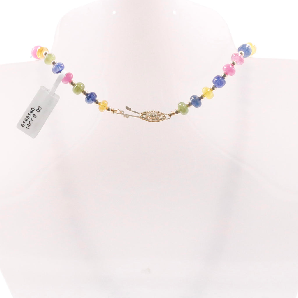 Vibrant 14K Yellow Gold Sapphire Beaded Necklace