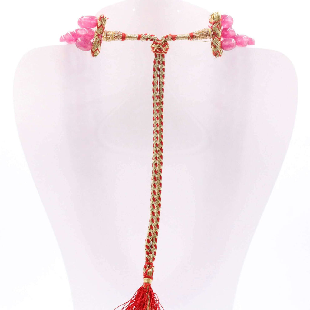 Beaded Faceted Ruby Necklace with Fuchsia Gemstones Sarafa Style