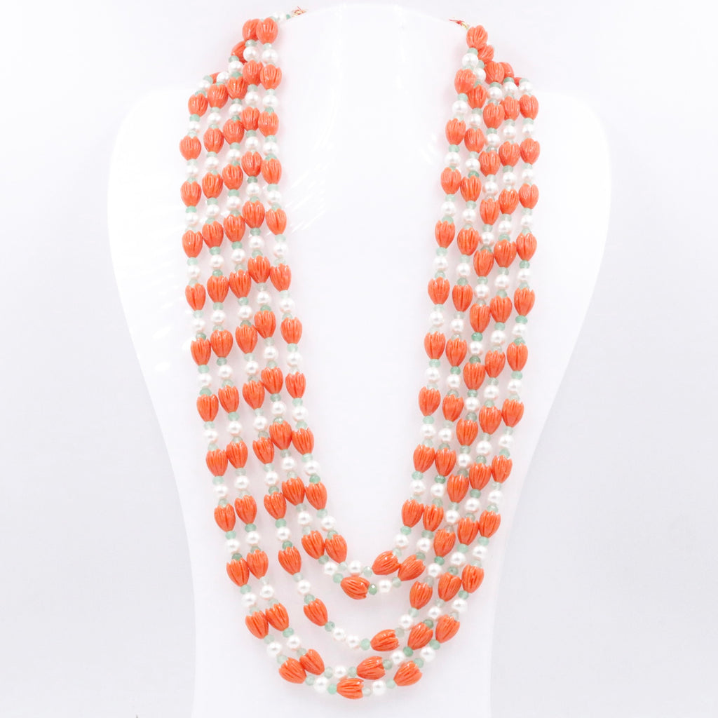 orange pearl layered necklace