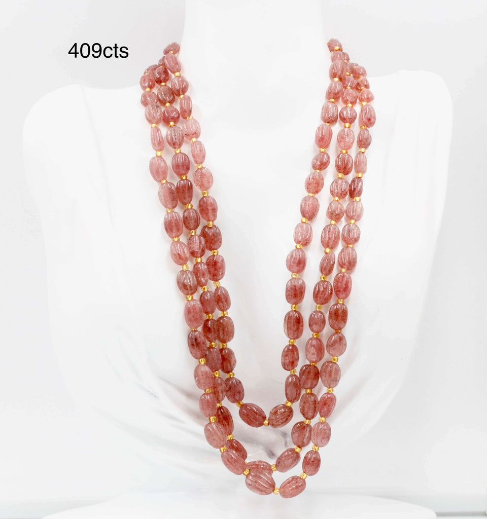 Red Strawberry Quartz Gemstone Necklace