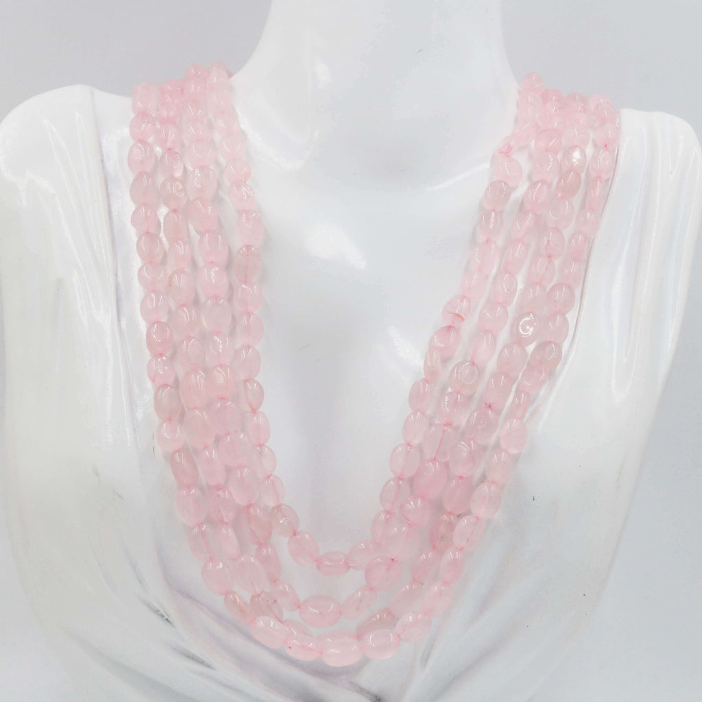 Beaded Rose Quartz Jewelry Ensemble