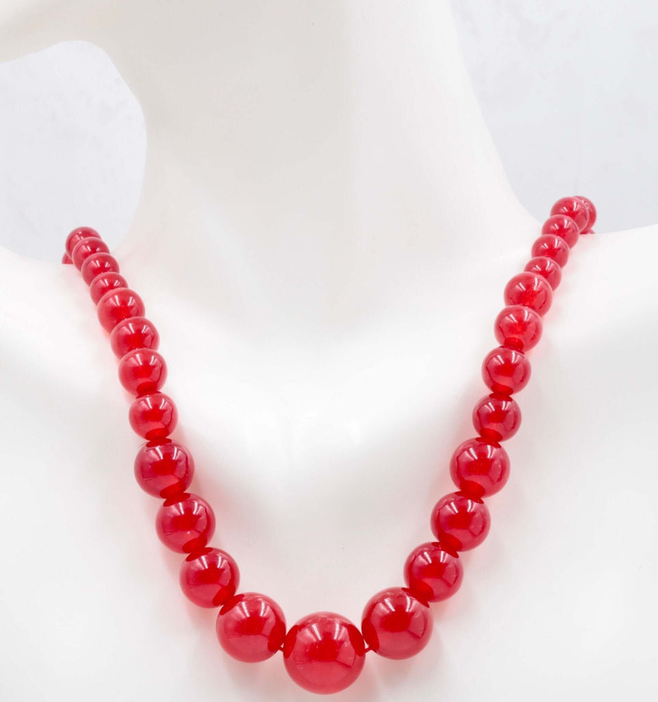 Red Polished Quartz Beads Necklace: Indian Jewelry