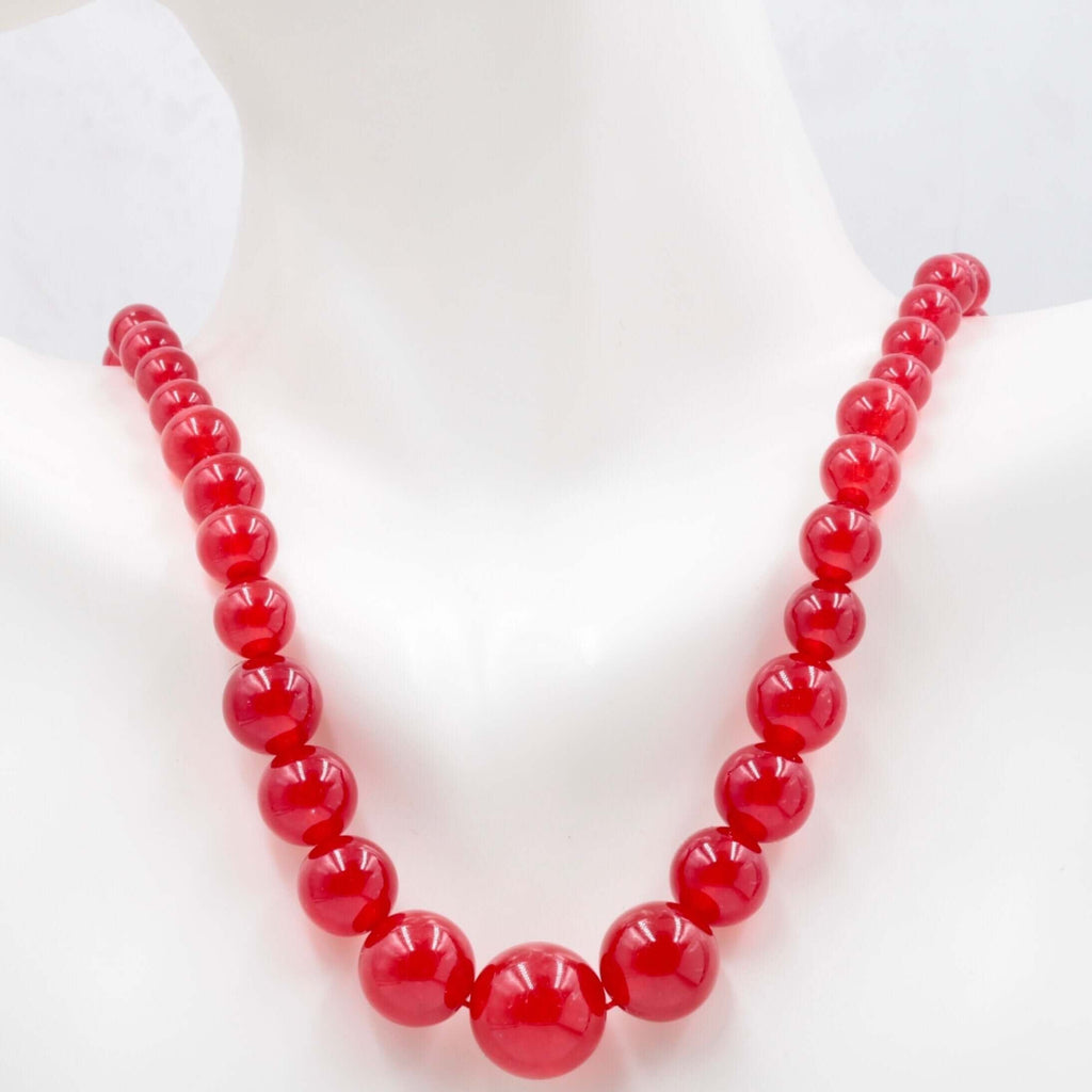 Red Polished Quartz Beads Necklace: Indian Jewelry