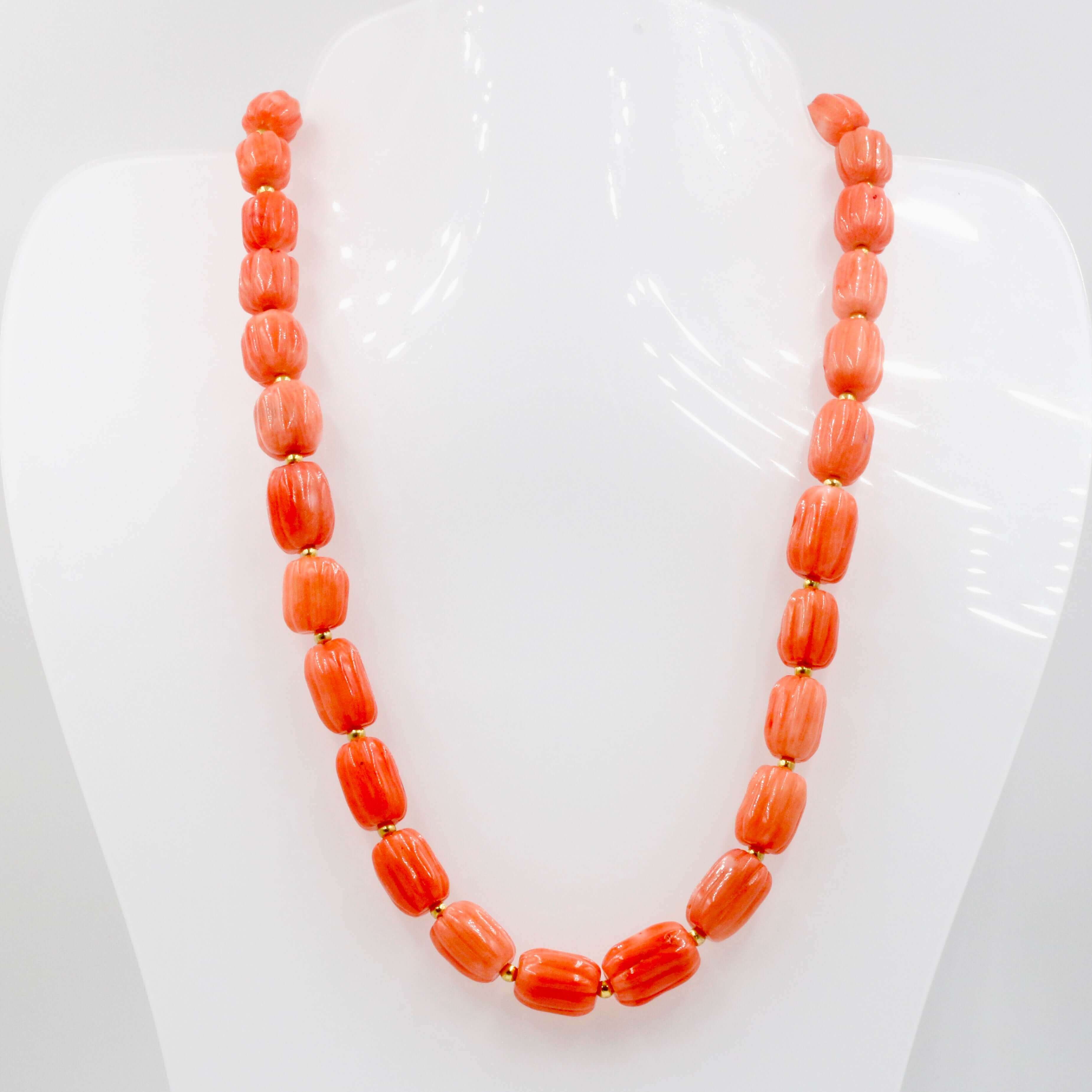 Antique Natural Coral Beads From Nepal Mediterranean Red Orange