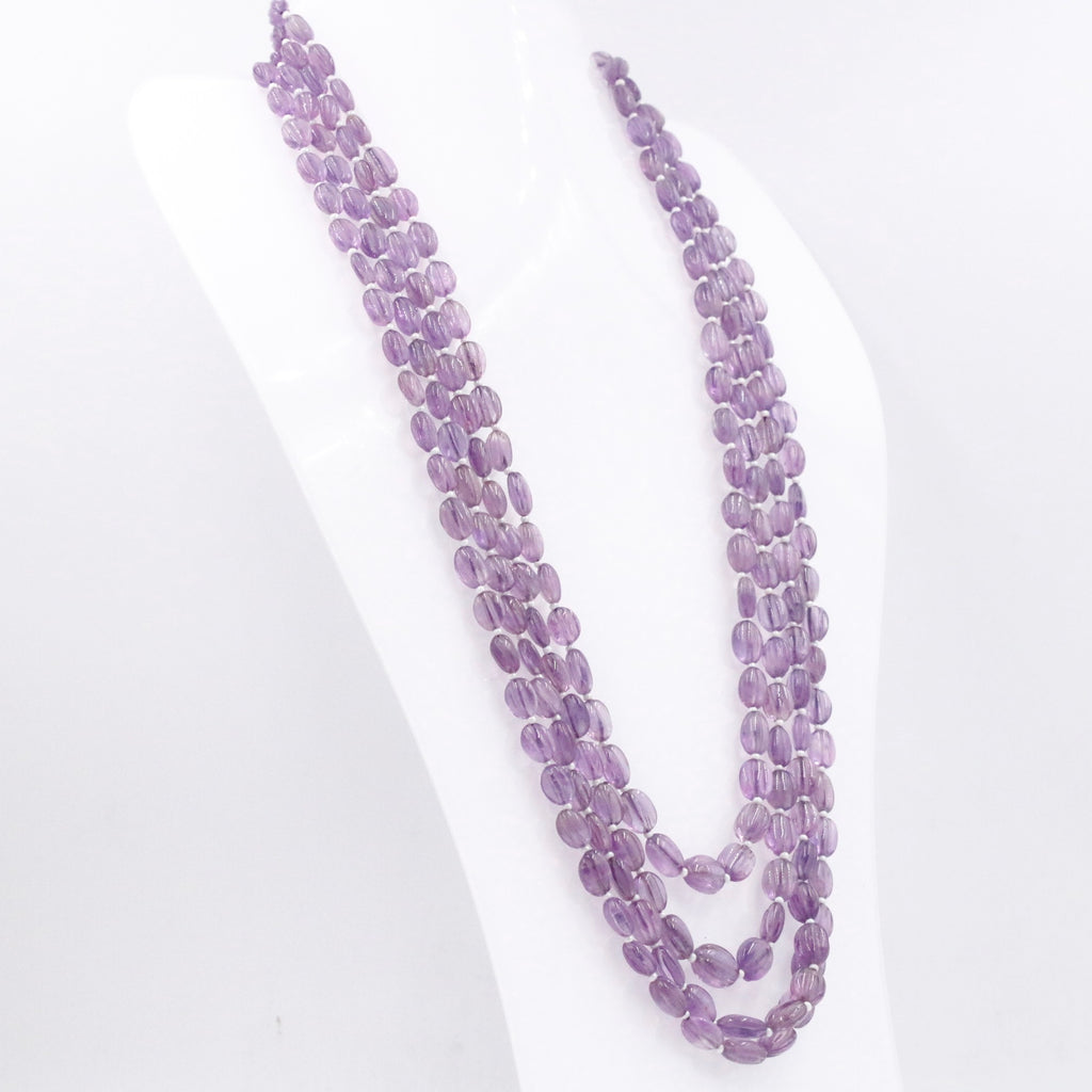 Elegant Long Necklace with Beaded Amethyst