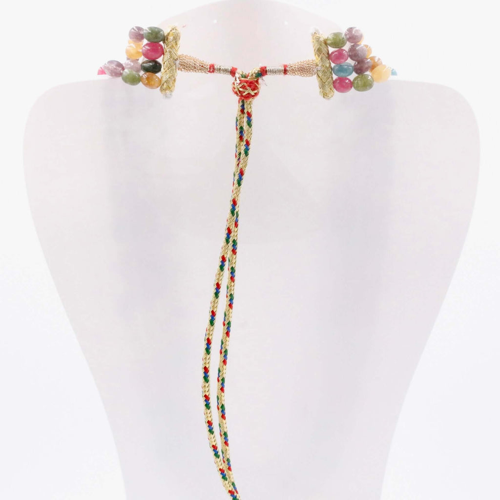 Long and Layered Colorful Quartz with Pearl Necklace - Indian Style