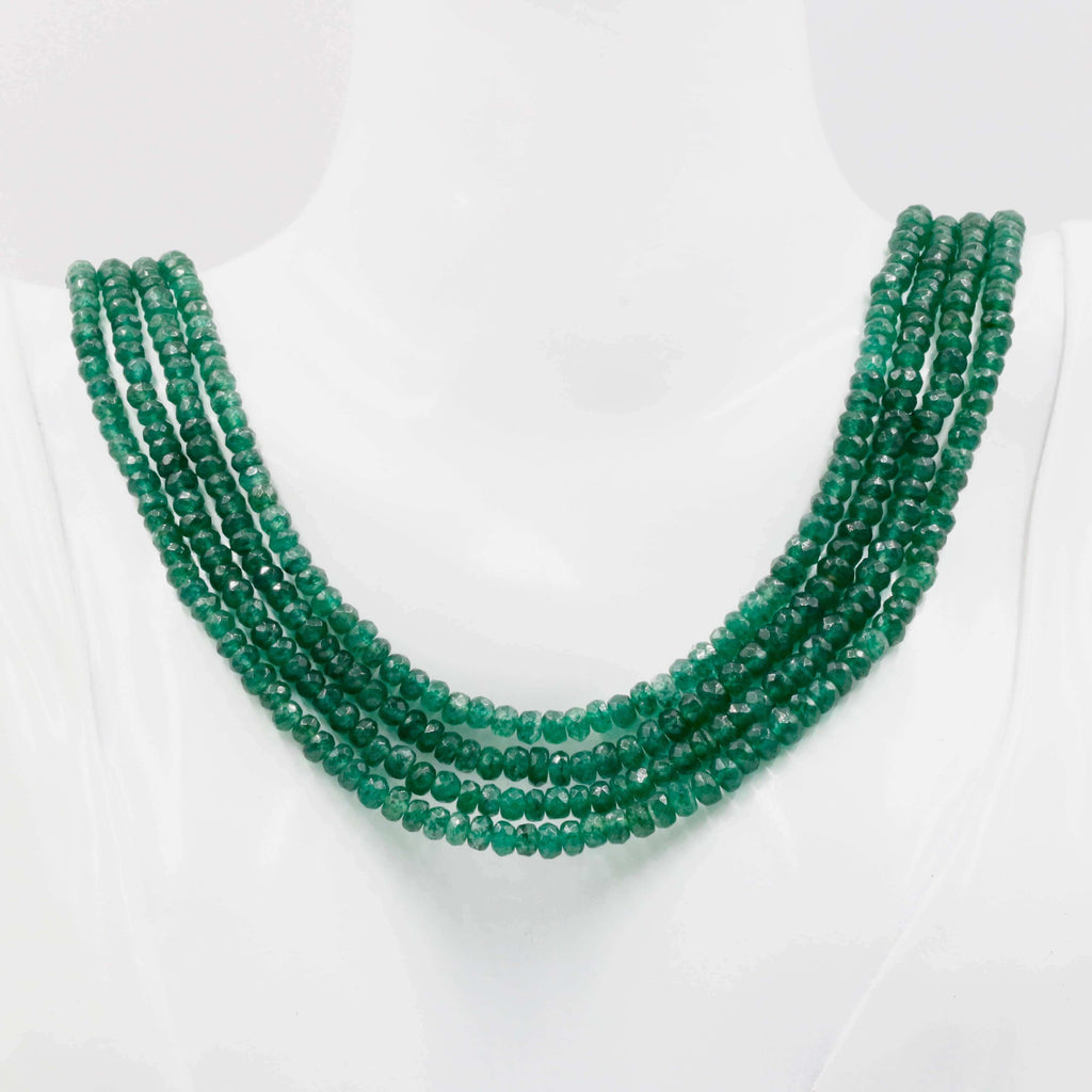 Long & Layered Emerald Quartz Necklace with Indian Style