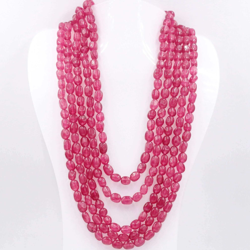 Faceted Ruby Necklace with Fuchsia Gemstones in a Layered Design