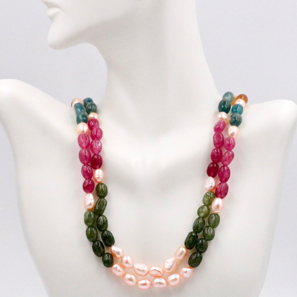  Multi Color Fresh Water Pearl Gemstone Necklace 