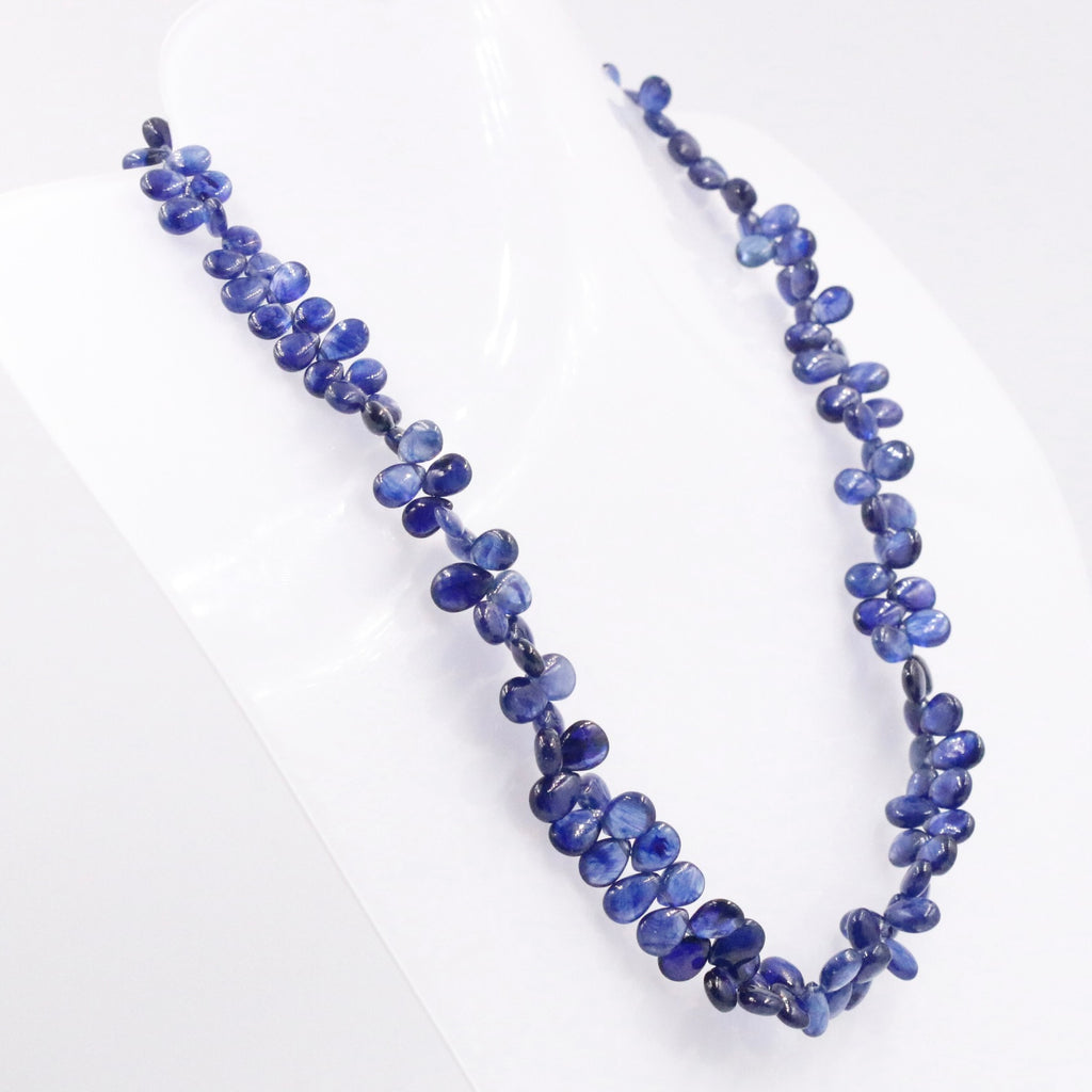 Sapphire gemstone necklace with blue drop accents in 14KY gold