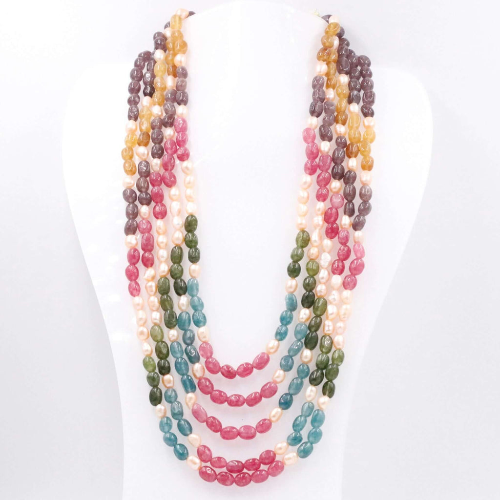 Multi-Color Quartz and Freshwater Pearl Necklace