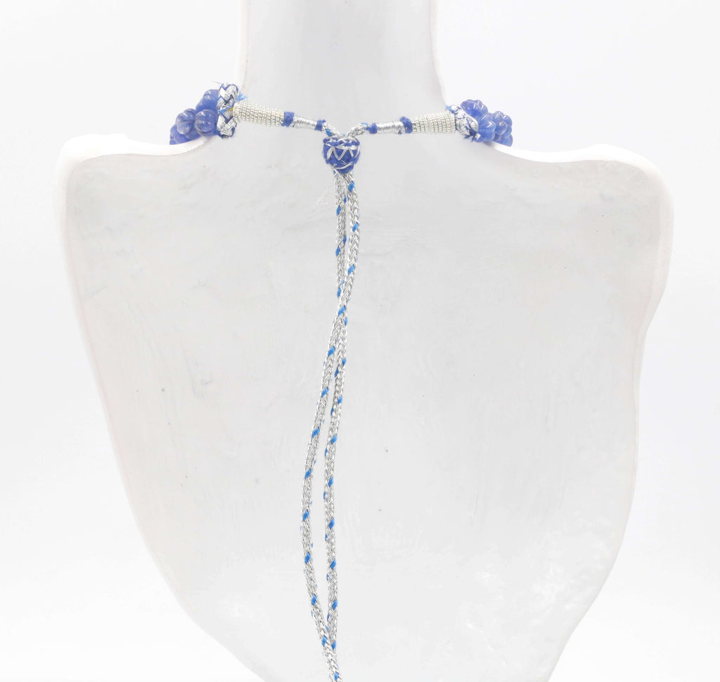 Long & Layered Necklace - Natural Blue Quartz Indian Sarafa Style