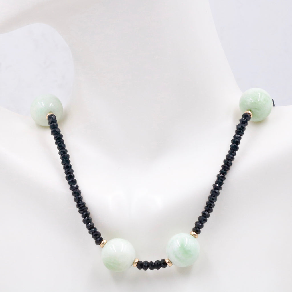 Amazonite w/ Black Spinel Natural Gemstone Necklace