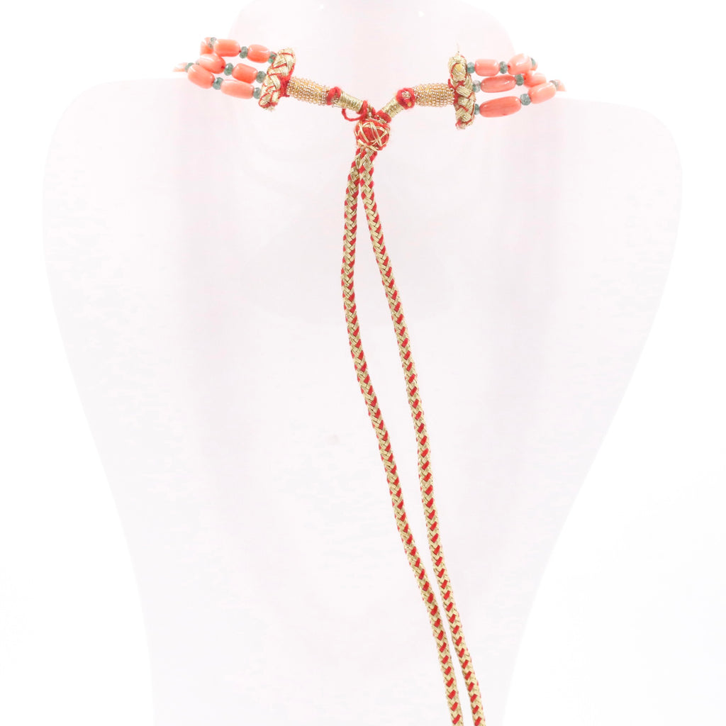 Multi-Strand Coral Beaded Necklace