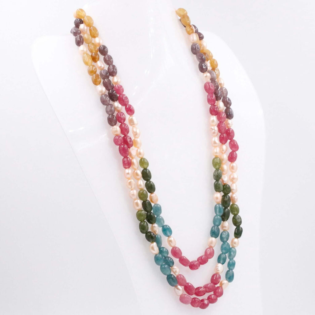 Chic Long Multi-Color Gemstone Necklace