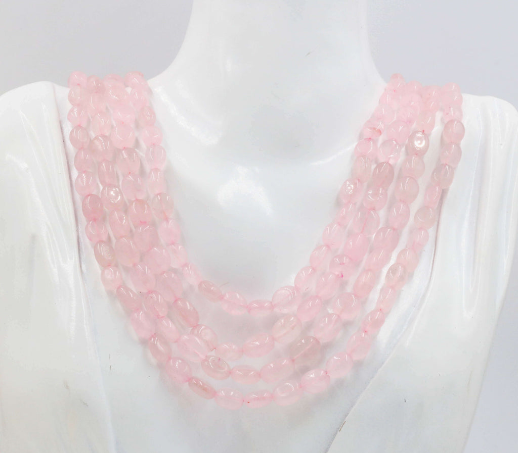 Handcrafted Rose Quartz Bead Necklace